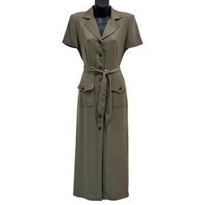 Vintage David Warren Safari Button Down Midi Dress